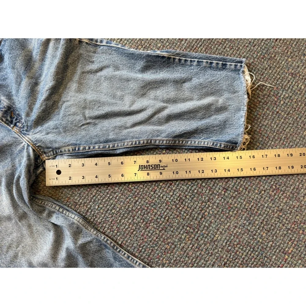 Vintage Levis 517 Orange Tab Denim Shorts Light Wash Raw Hem Cut Offs 30